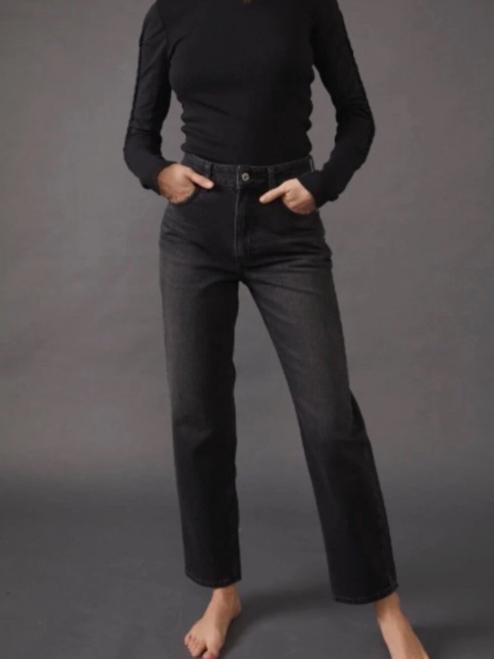 We the Free The Pacifica High Rise Slim Straight Leg Jeans Sz 26 Black Denim